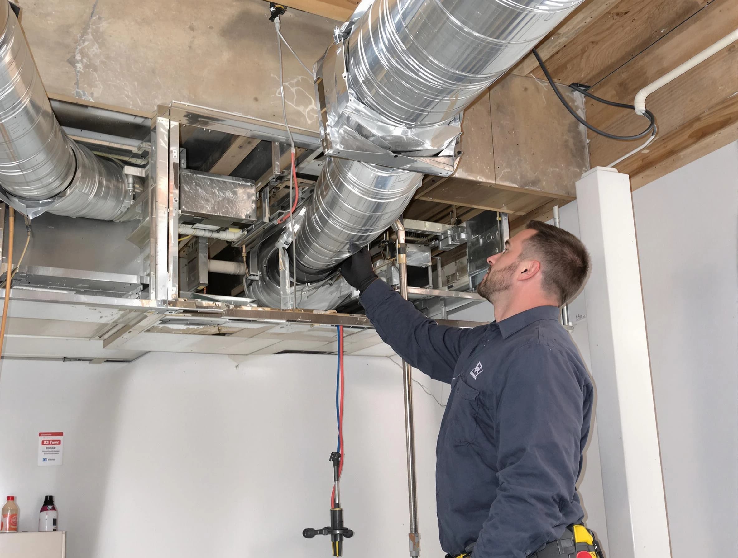 Arlington Air Duct Cleaning technician performing professional air duct repair using specialized tools in Arlington