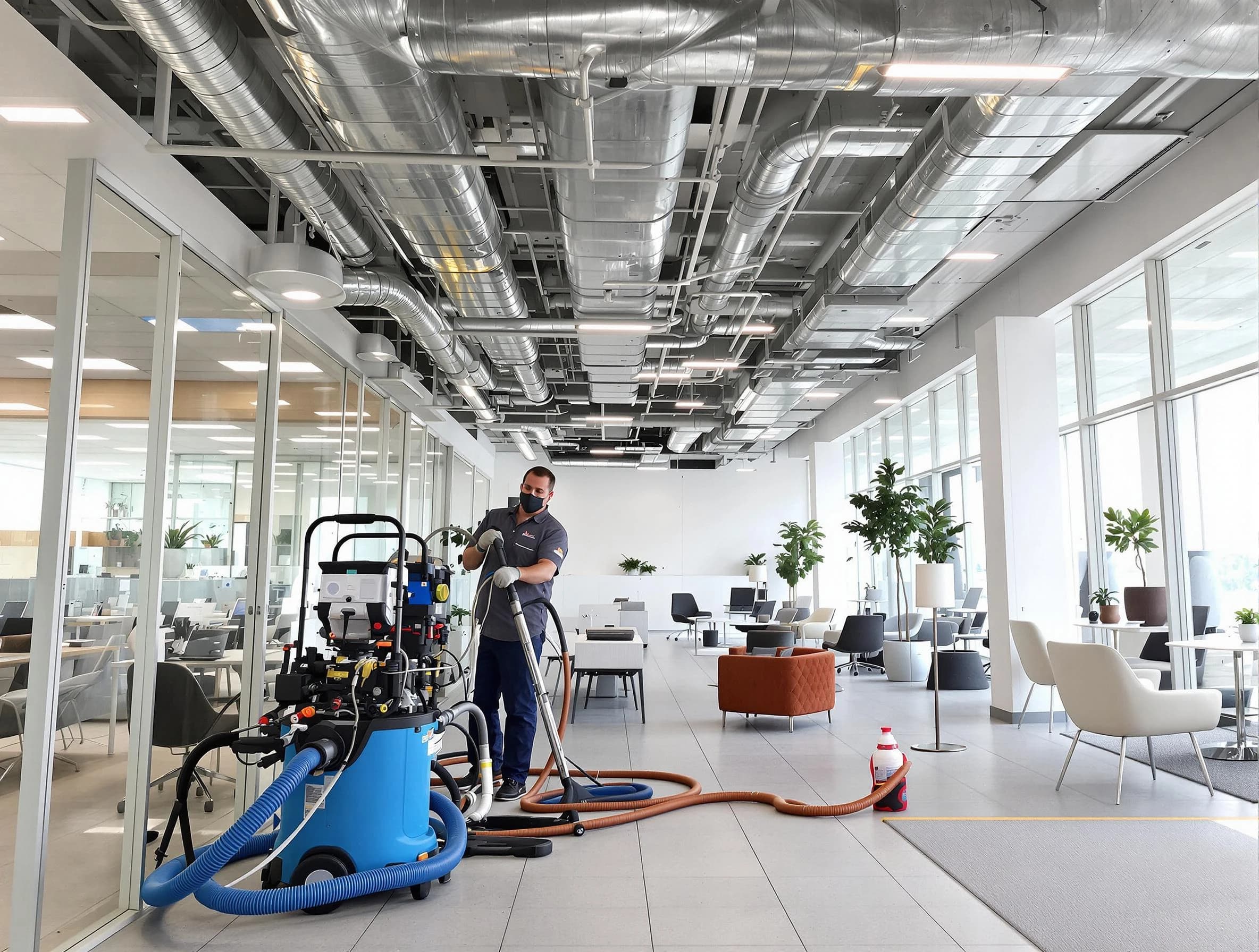 Arlington Air Duct Cleaning team conducting comprehensive commercial duct cleaning at a business location in Arlington