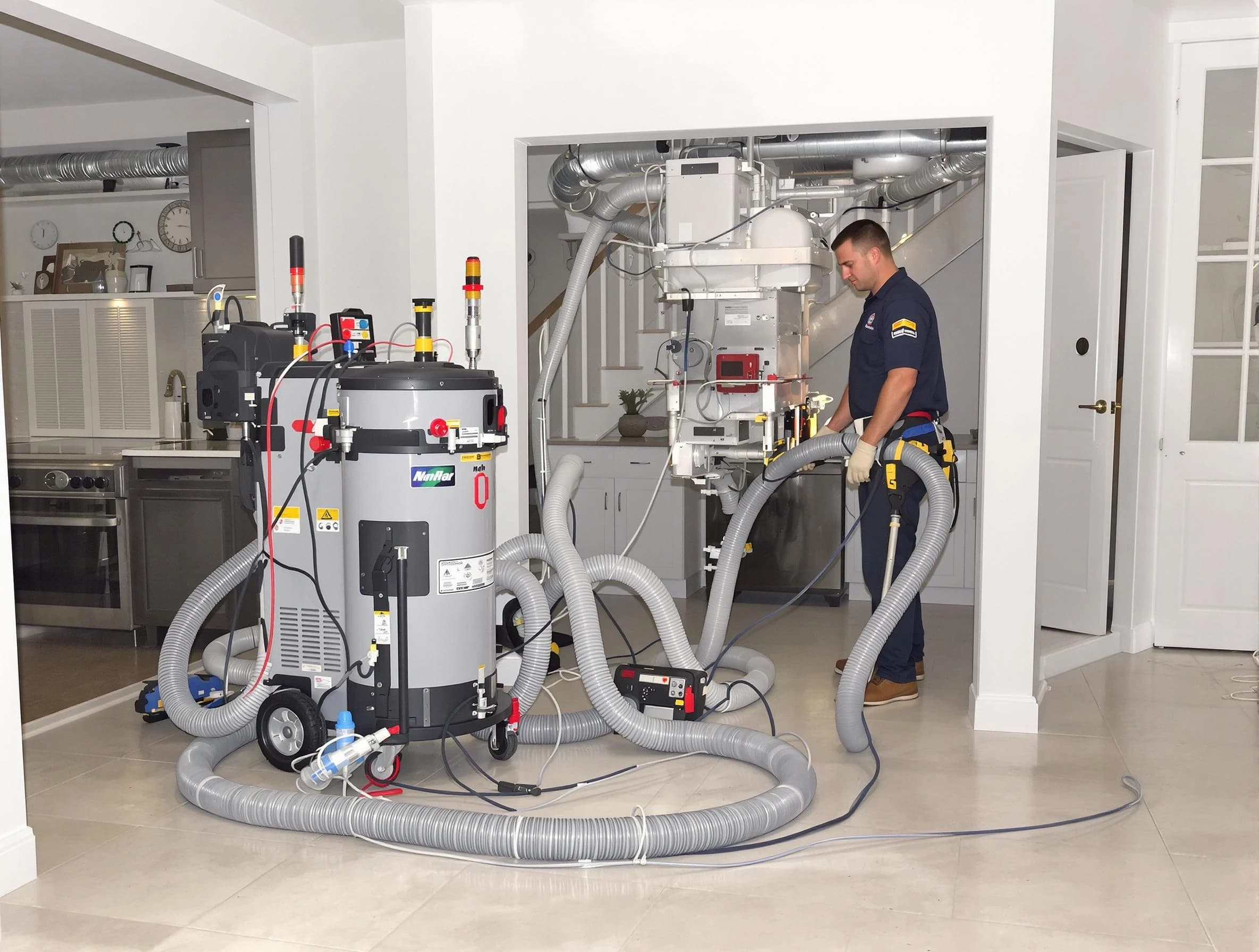 Arlington Air Duct Cleaning technician operating negative pressure cleaning equipment for thorough duct maintenance in Arlington