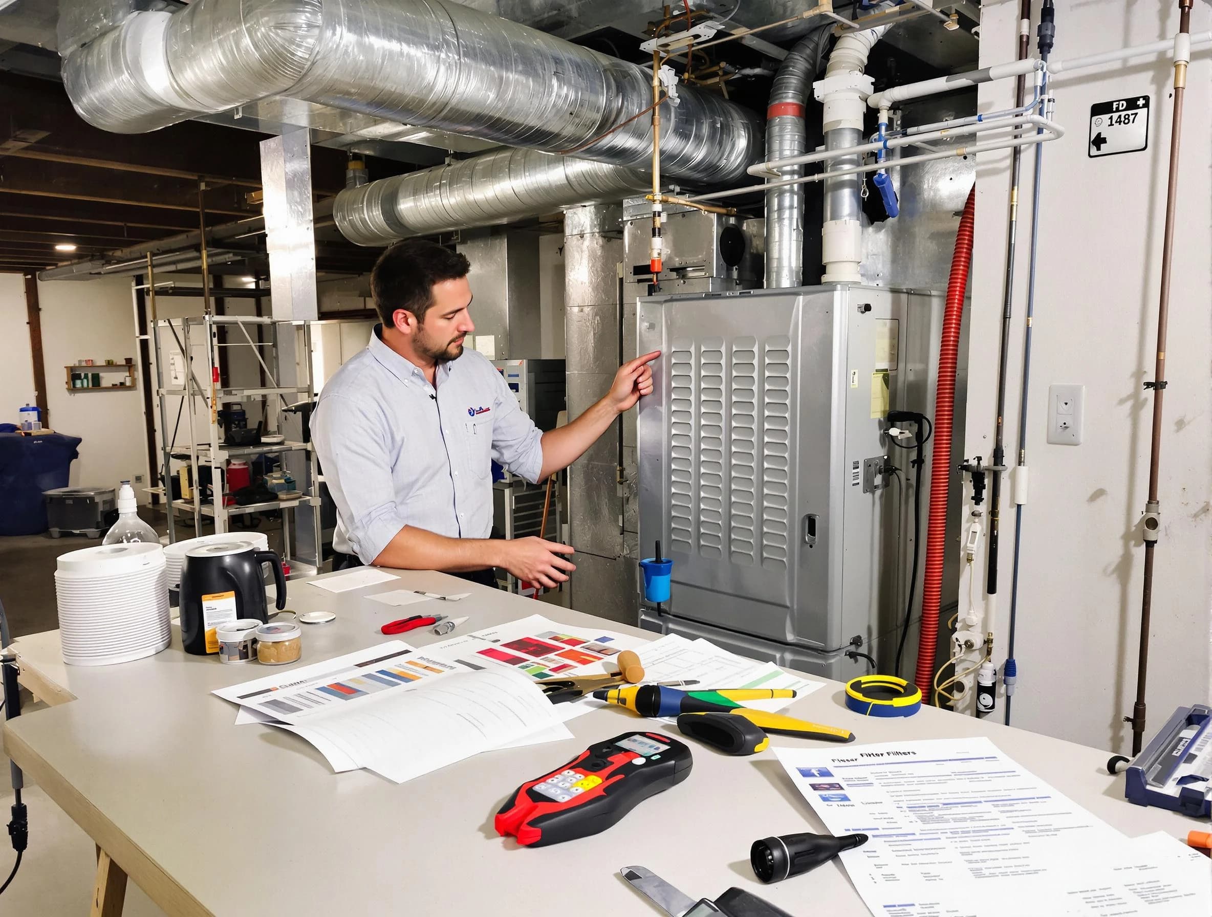 Arlington Air Duct Cleaning inspector conducting detailed filter system evaluation using professional diagnostic tools in Arlington