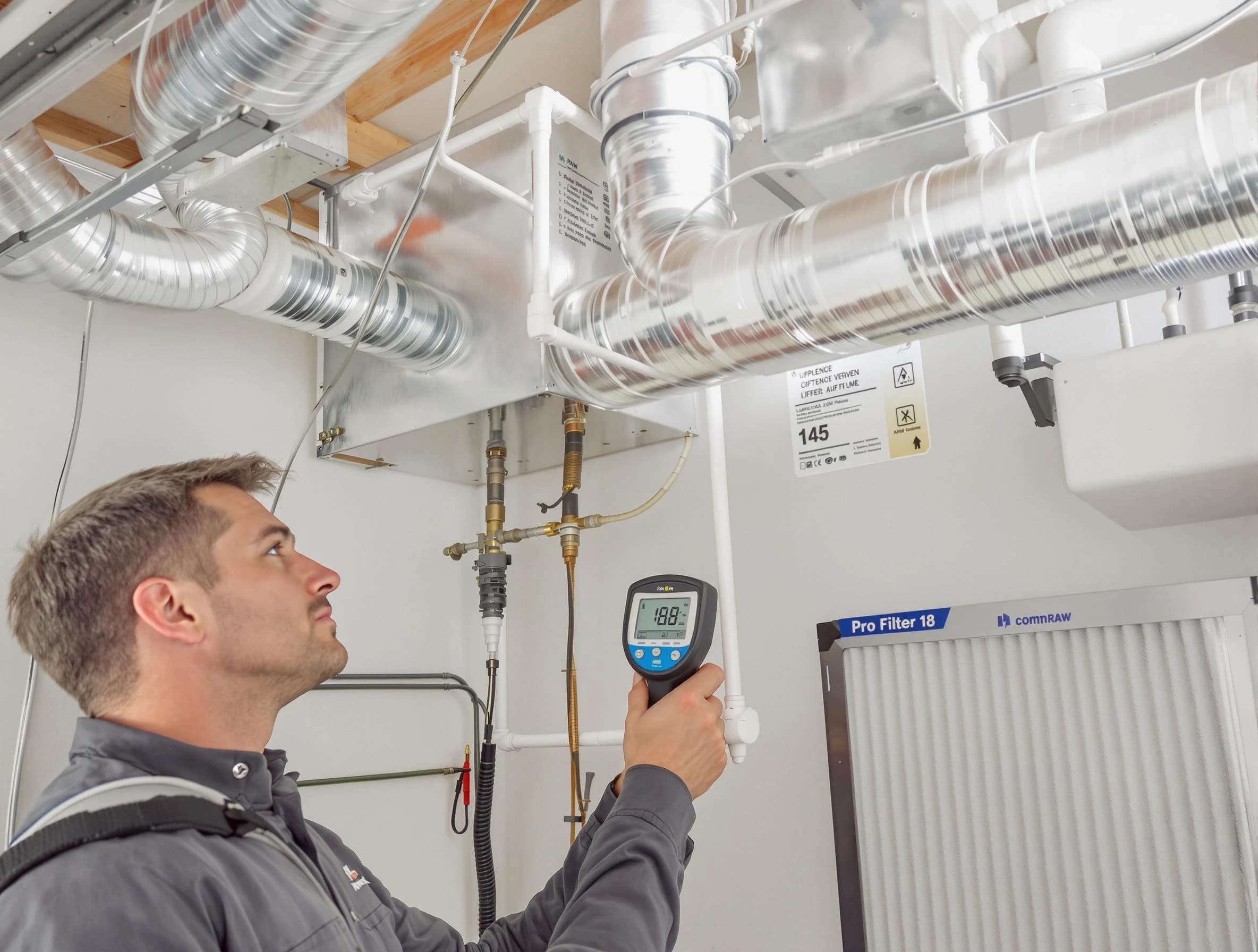Arlington Air Duct Cleaning expert conducting detailed filter system inspection using diagnostic tools in Arlington