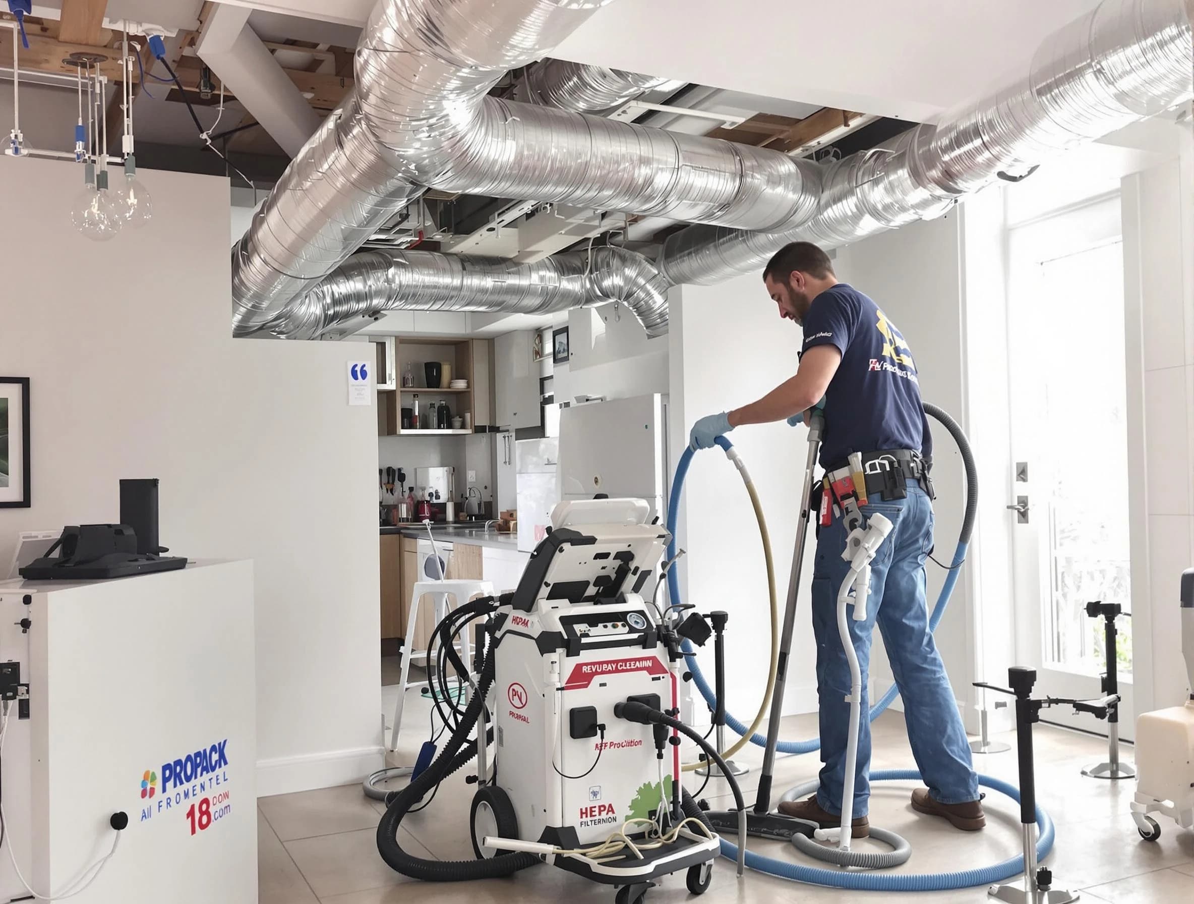 Arlington Air Duct Cleaning technician performing advanced pure duct cleaning with specialized equipment in Arlington