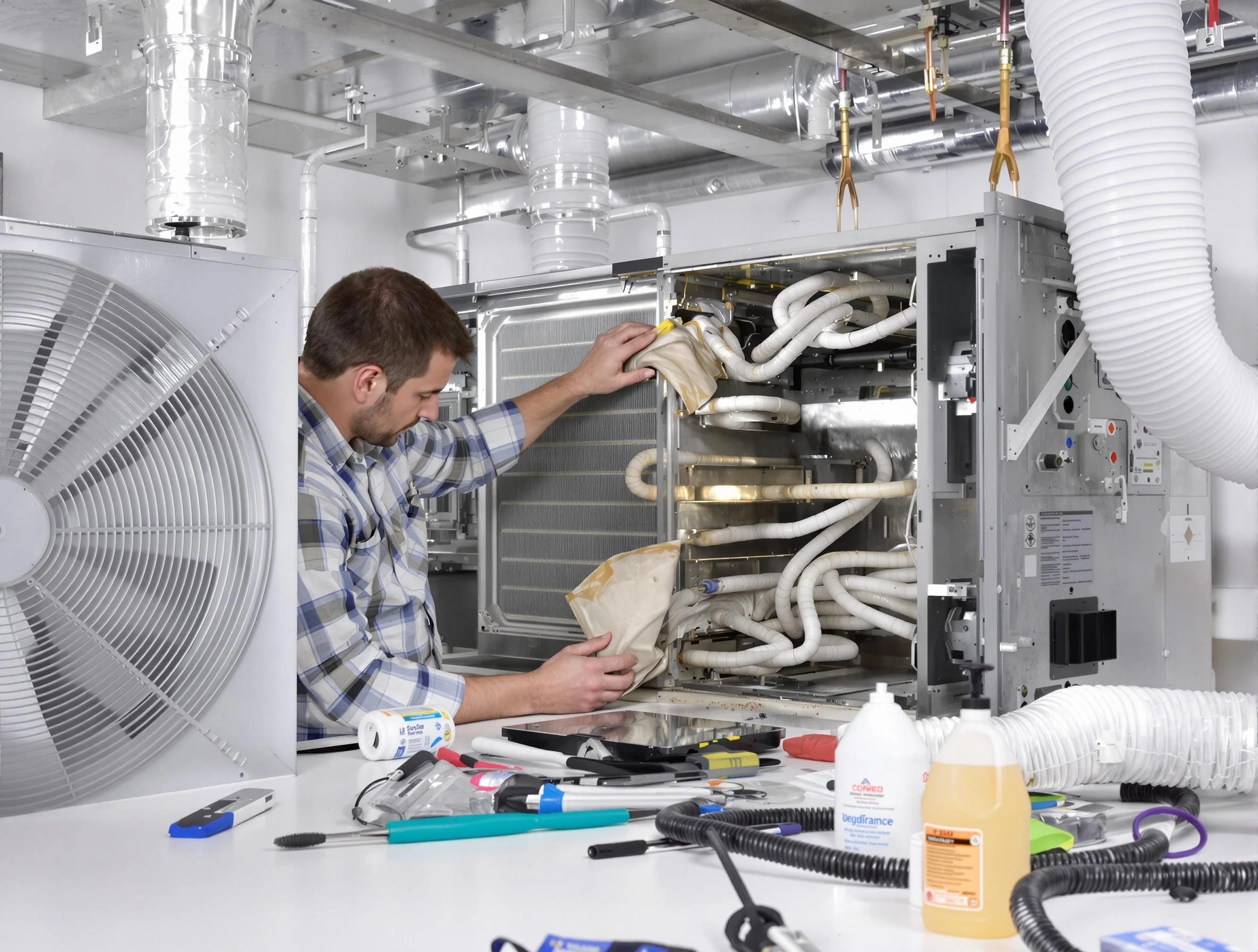 Arlington Air Duct Cleaning specialist performing precision AC coil cleaning in Arlington