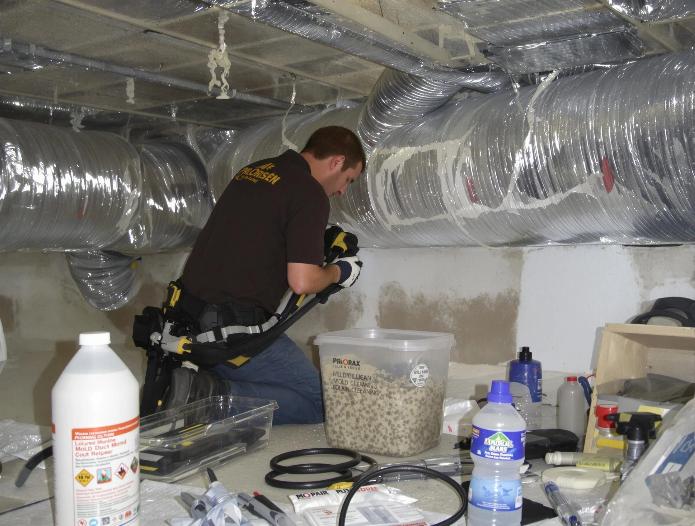 Arlington Air Duct Cleaning specialist performing professional mold removal from air ducts in Arlington