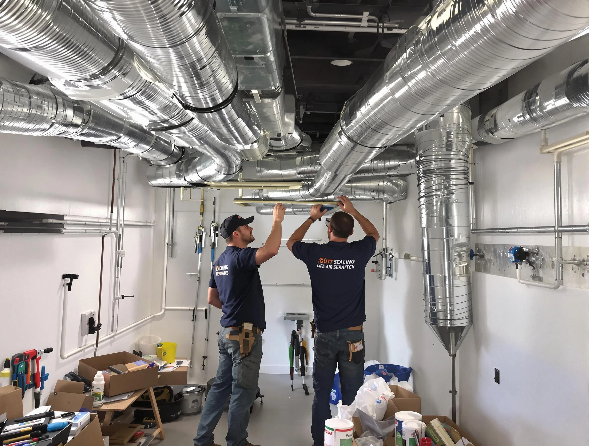 Arlington Air Duct Cleaning technician applying professional duct sealing solutions in Arlington