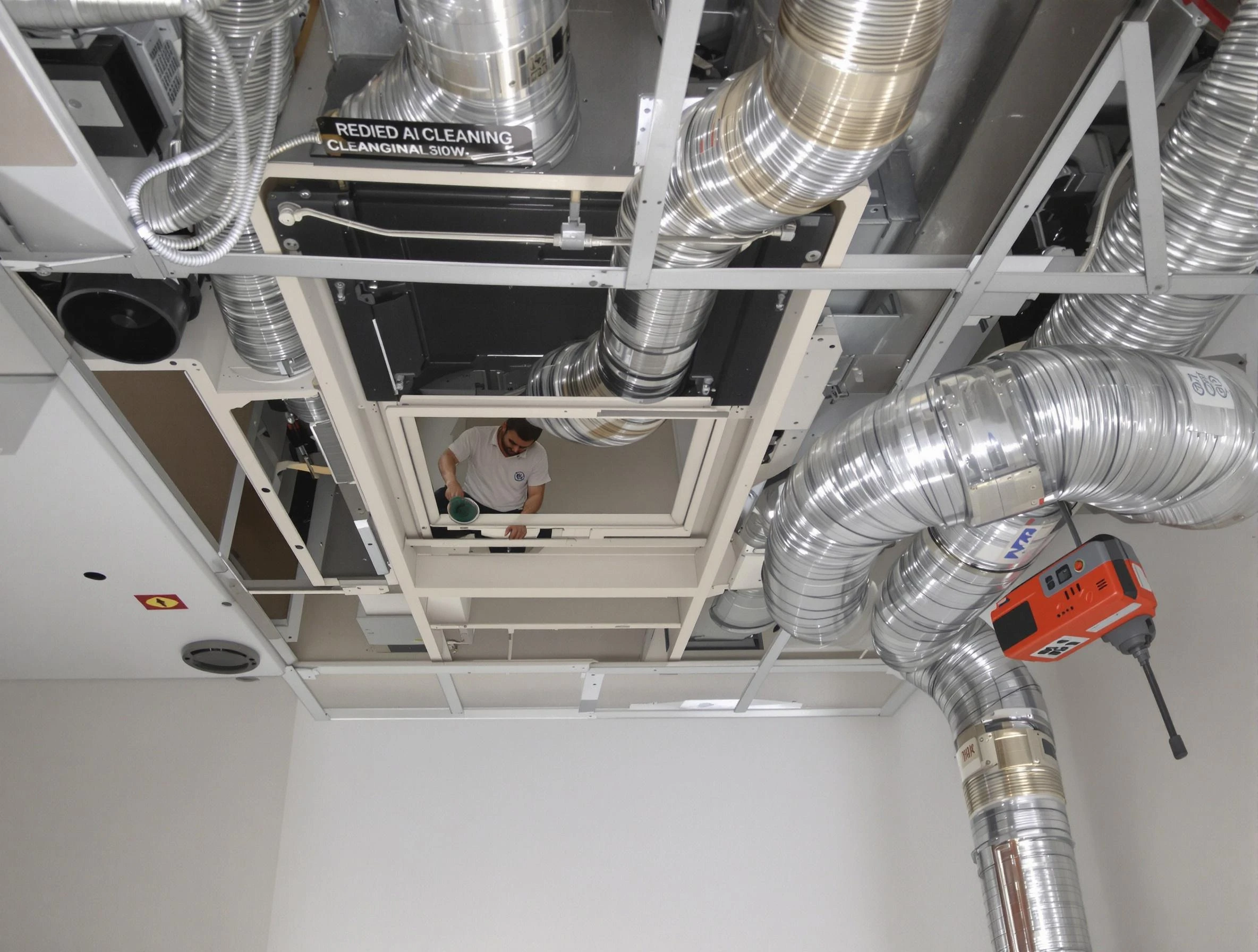 Arlington Air Duct Cleaning technician performing detailed central duct system cleaning in Arlington